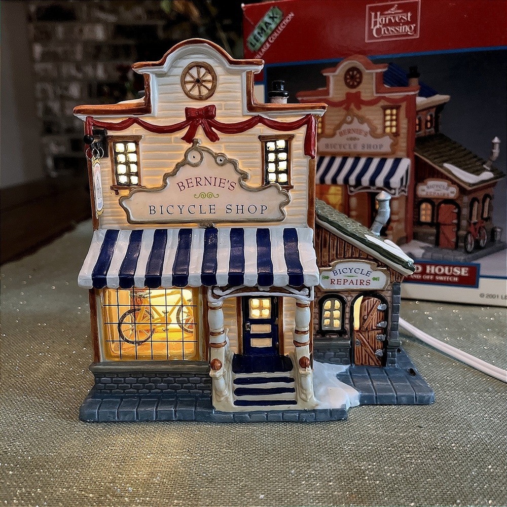 Lemax Village Harvest Crossing Porcelain Bernie's Bicycle Shop 2001 - Picture 3 of 12